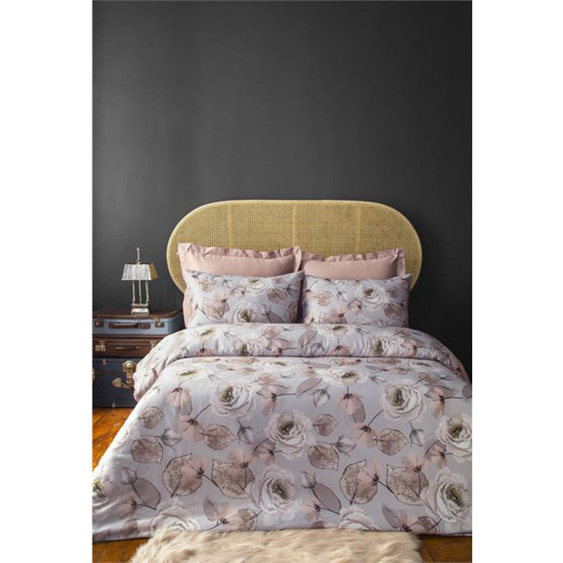 Ensemble de housse de couette 100% coton vert / rose / blanc Adewunmi, Housse de couette double TG + 3 pièces supplémen