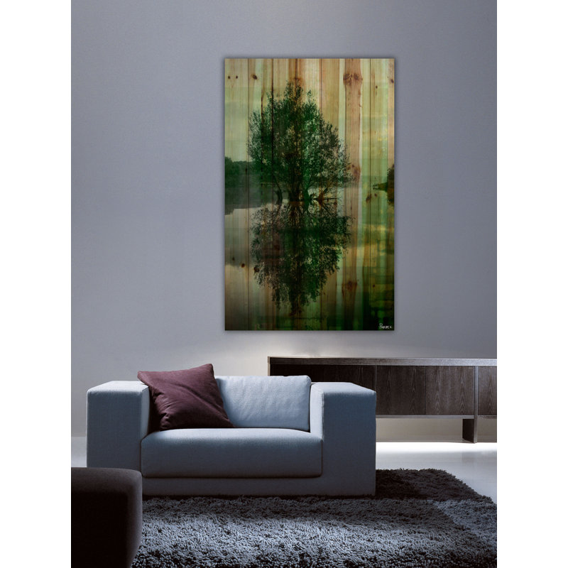 « reflective » par parvez taj,, reproduction d’art sur bois de pin naturel, H 45 po x l 30 po