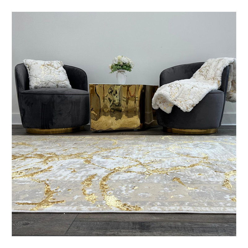 Conception abstraite de cercles de tapis Penina, Rectangulaire 2 pi x 3 pi