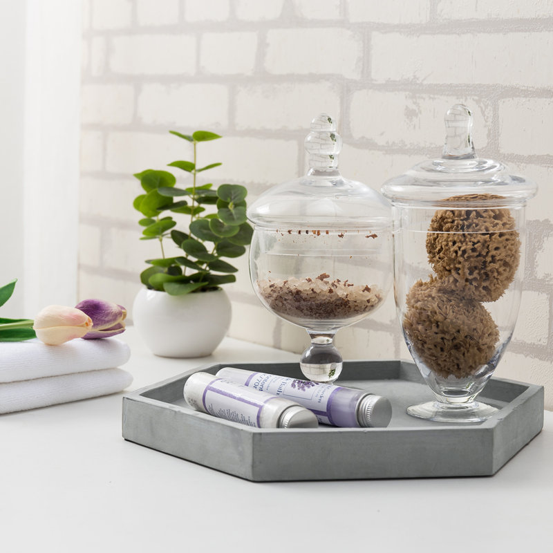 Gray Hexagonal Decorative Tray