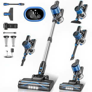 Cordless Vacuum Cleaner, 8 In 1 Powerful Suction Lightweight Vacuum Cleaner For Home, Led Display, 3 Suction Modes, 45mins Detachable Battery Vacuum For Hard Floor Carpet Pet Hair
