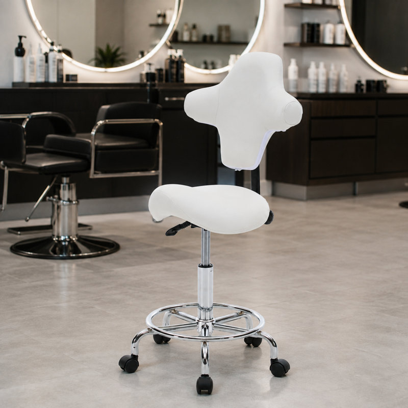 Chaise pivotante à hauteur réglable, tabouret ergonomique, White