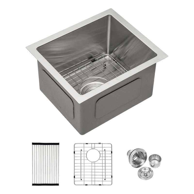 Évier de cuisine encastré 13 - 13 po x 15 po x 9 po en acier inoxydable encastrable 16 profond