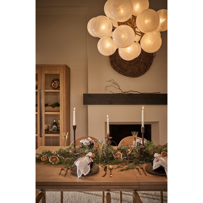 Shine Chandelier (Natural Brass with Smoke Glass), Swirl Glass, Natural Brass