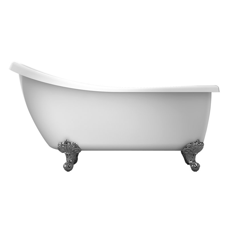Kenney 66.5'' x 28.75'' Freestanding Soaking Acrylic Bathtub, Polished Chrome