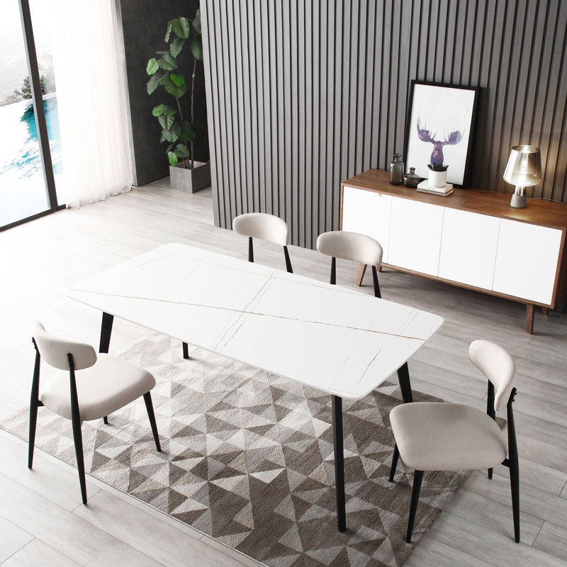 Table de cuisine en porcelaine blanche 70 po, confortable et élégante, facile à assembler avec surface, blanc, à assembler