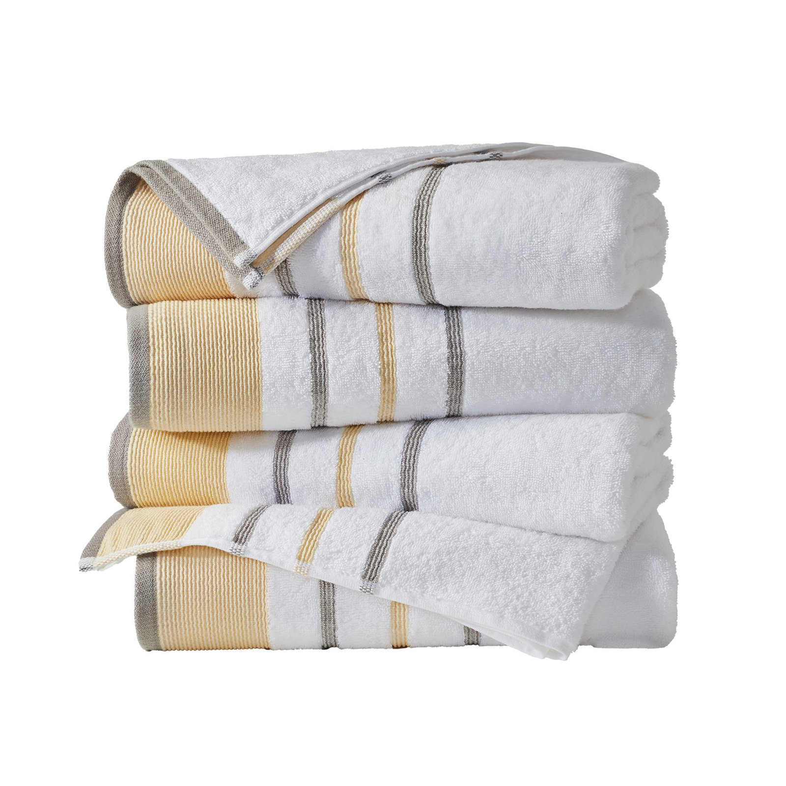 Deanthony Luxury Cotton Decorative, Gold/Gray, Bath Towels - 4 Pack