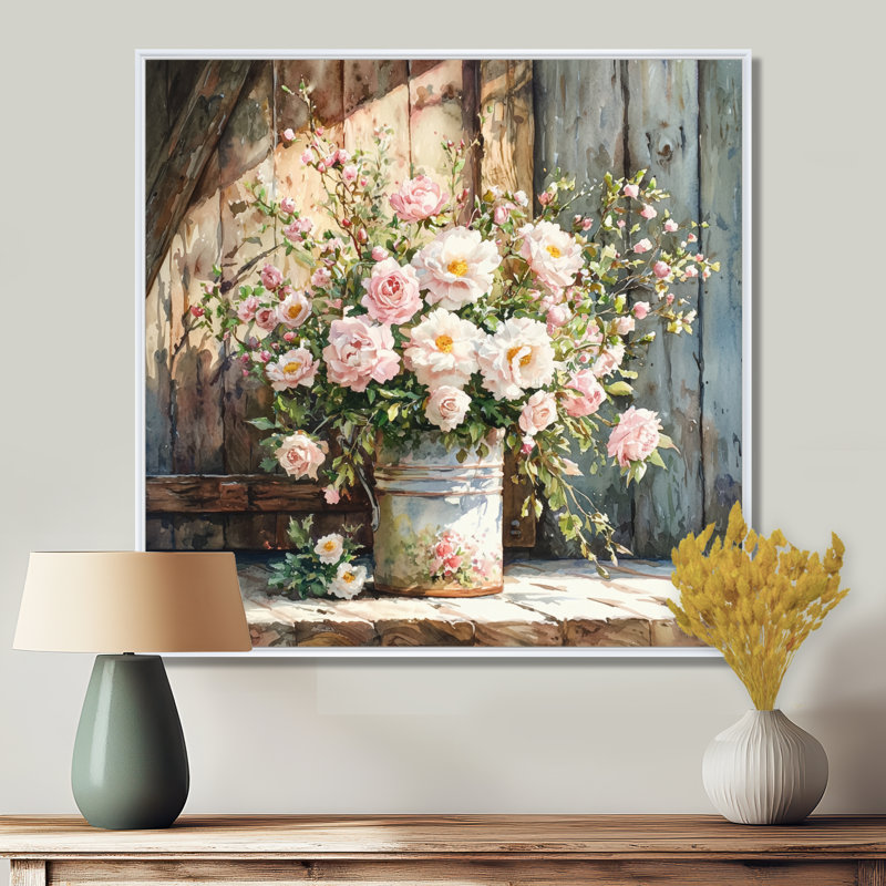 Dontonio - Floral Wall Art, Floater Framed Print, 30" H x 30" W, White