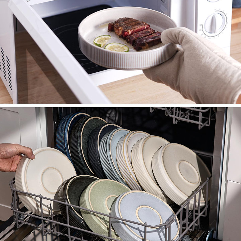 Grand bol à pâtes en grès de 8,1 po Azal (ensemble de 4), Blanc mat