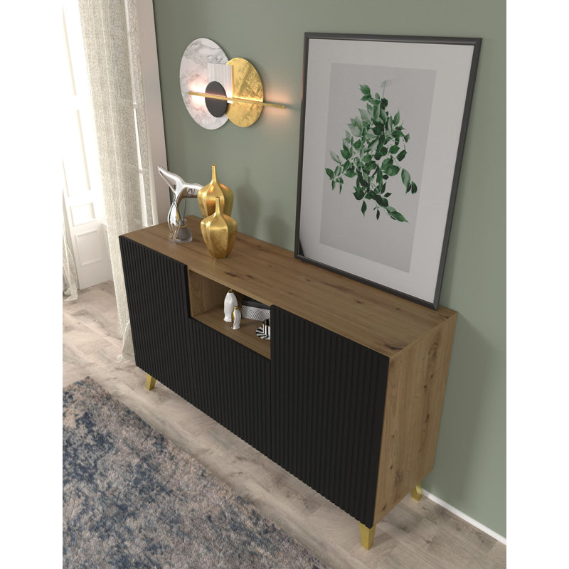 Fontainbleau 149cm W Chest of Drawers, Black/Beige