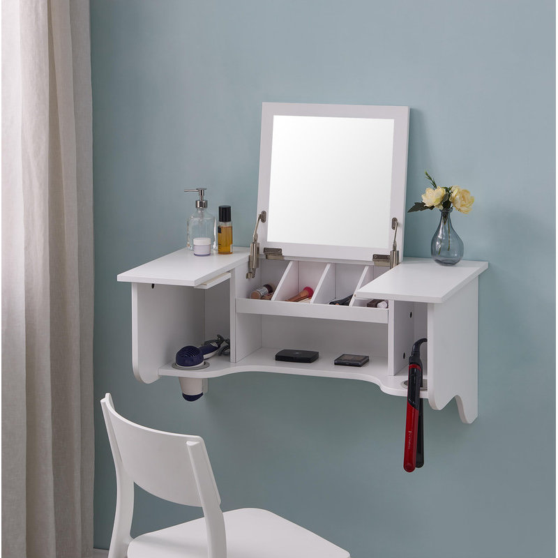 Miroir de salle de bain avec rebord - Style transitionnel mural blanc
