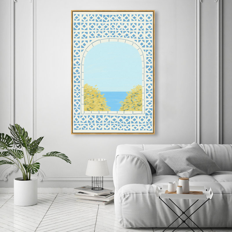 Mediterranean Window II Print by Oliver Gal, 16"H x 11"W, Gold Floater Frame