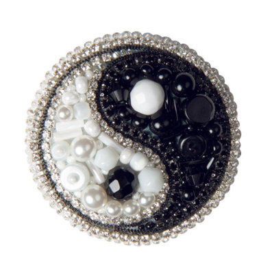 Ensemble de perles BP-338C pour la création de broches en cristal « Yin Yang »