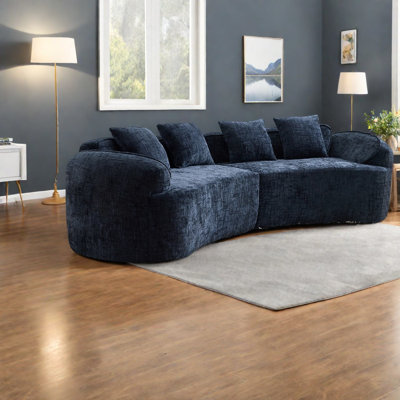 Compression Sofas, 4 Seat Foam Spring Curved Modern Couch for Home