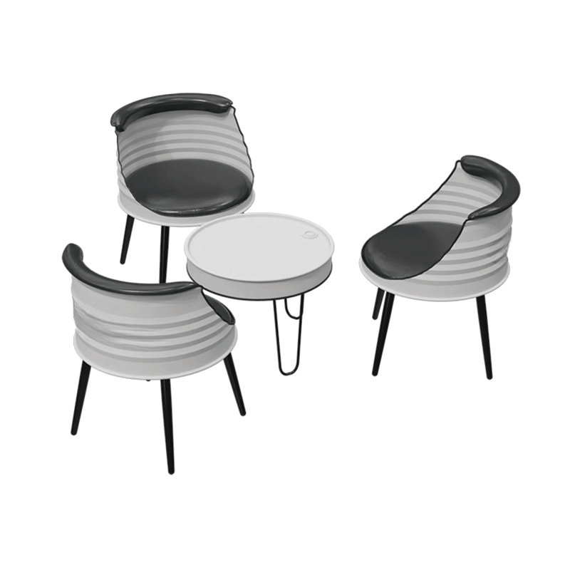 Maigon Three Leg Dining Set, White, White, 4 Piece Dining Set