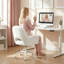 Mignon fauteuil de coiffeuse à dossier rond creux - Fauteuil de maquillage pivotant et réglable pour chambre à coucher, bureau de coiffeuse et bureau à domicile-130088635
