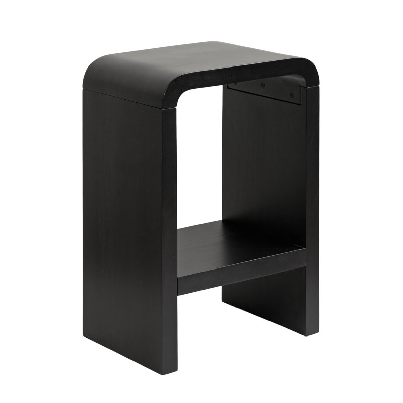Ladessa Solid Wood 2-Tier End Table, Black