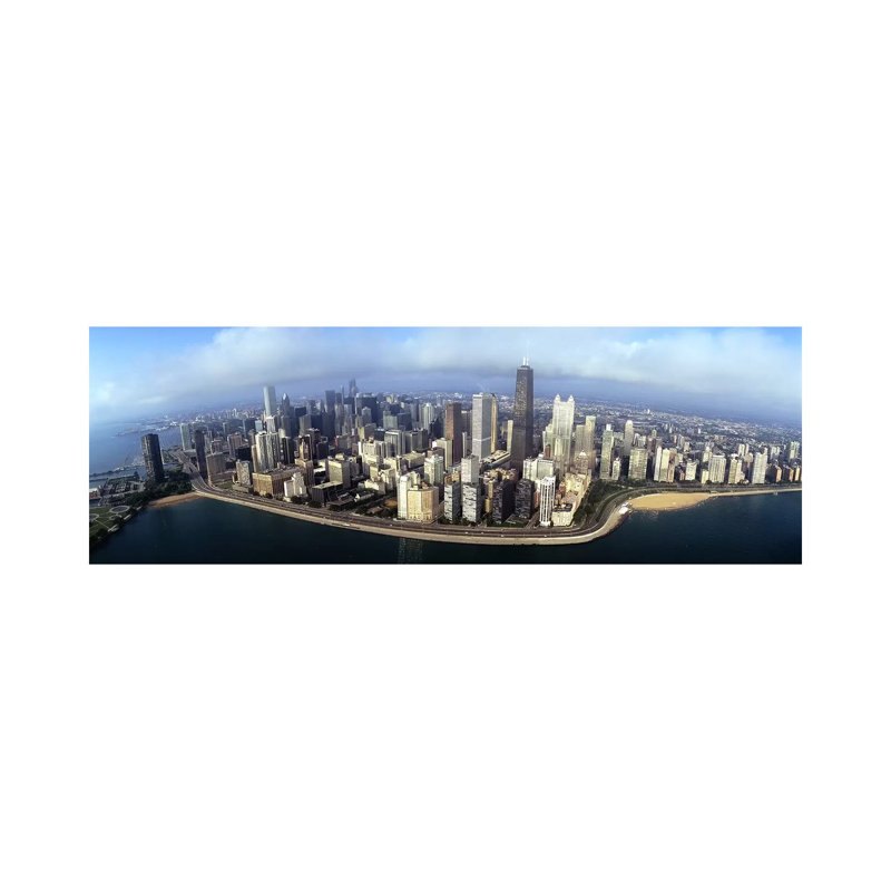 High Angle View of Buildings at the Waterfront, Chicago, Illinois, USA 1 Piece Wrapped Canvas Panoramic Wall Art