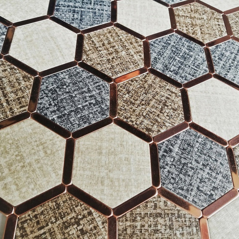 "Accents muraux de carreaux de mosaïque à dosseret hexagonal pelez et collez"