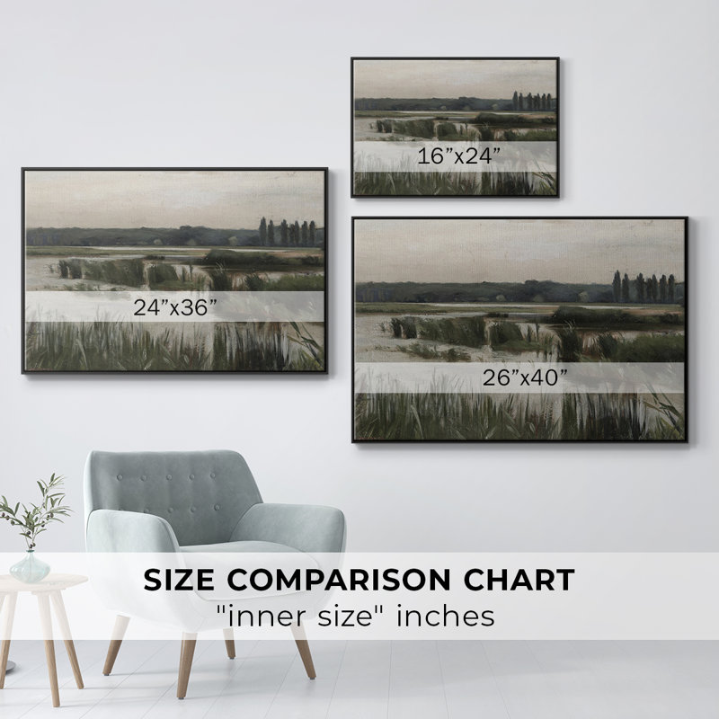 Paysage rétro - XLI, H 17 po x l 25 po x P 2 po, Toile avec cadre flottant noir