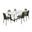 Ensemble de salle à manger 7 pièces Relli, table en céramique blanche, 6 chaises en similicuir