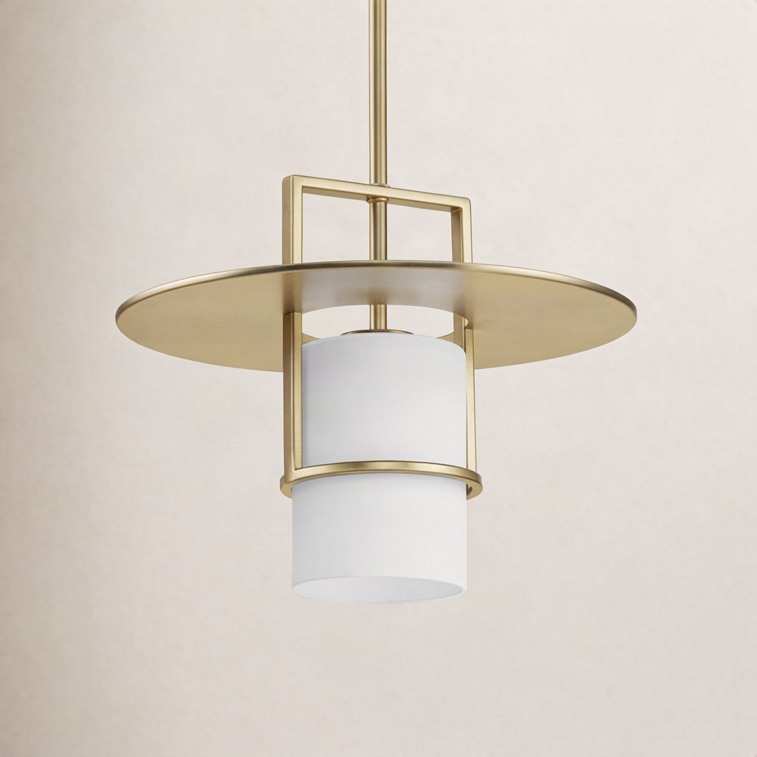 Cinder Single Light Etched Glass Dimmable Pendant, Brushed Bronze