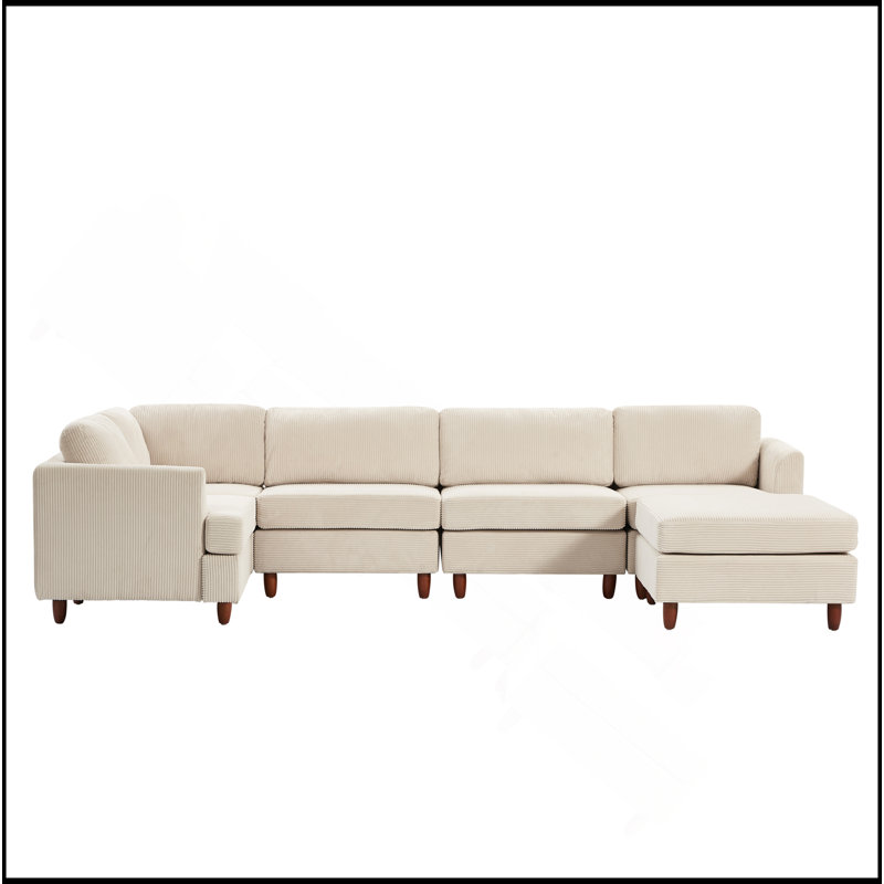 Canapé modulaire moderne, canapé convertible 6 places, Beige