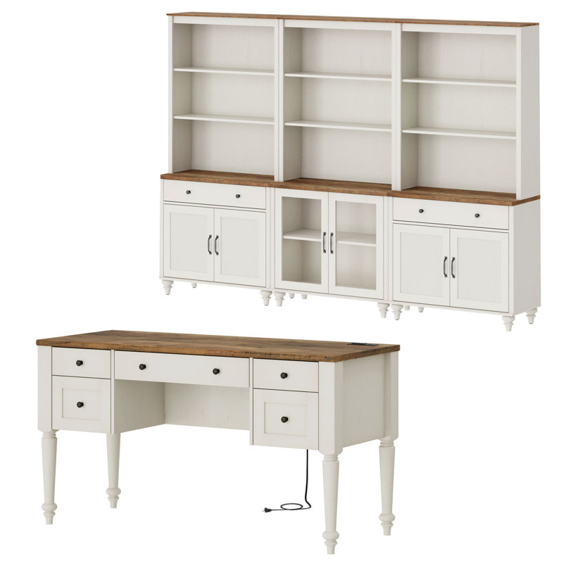 Executive Desk Office Set with Bookcase