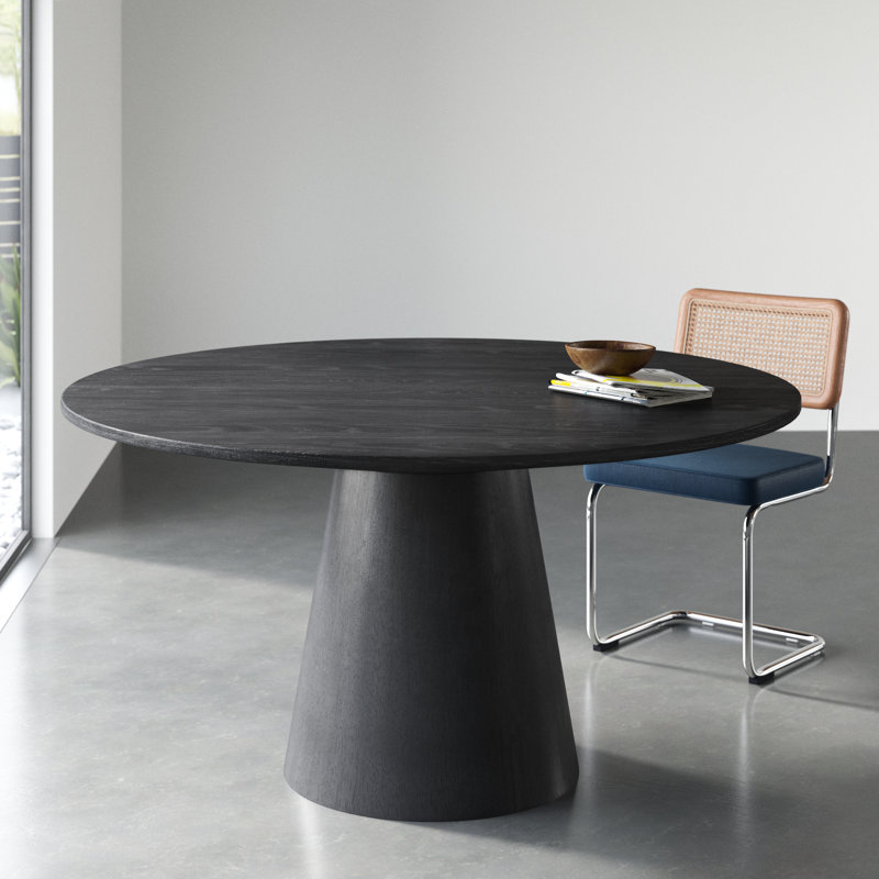 Table de salle à manger Boudot, Noir ébène, H 30,75 po x L 59,1 po x l 59,1 po