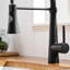 Robinet de cuisine noir moderne avec poignée rétractable, poignée simple, matériau en laiton, sortie d'eau flexible, robinet rétractable facile à installer, conception de poignée, fabrication robuste, revêtement anticorrosion,