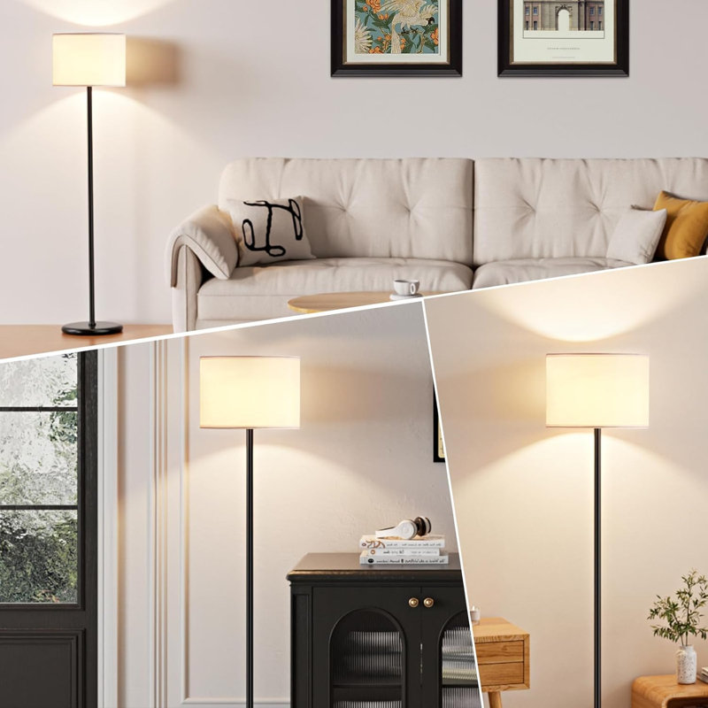 Petite lampe sur pied moderne de 60 po au design simple, Noir, Blanc