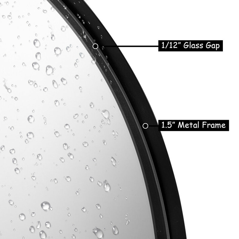 Miroir de salle de bain rond, Noir
