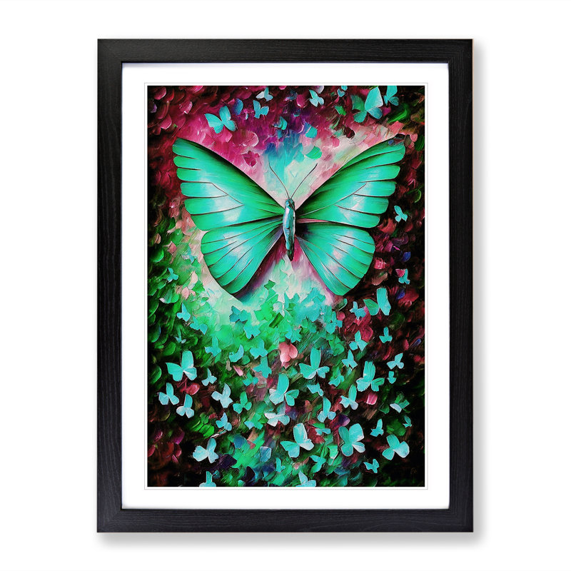 Solo Butterfly - Single Picture Frame Print, Black, 64cm H x 46cm W x 2cm D