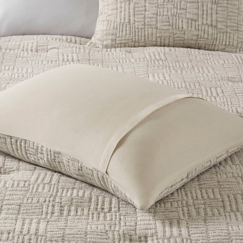 Ensemble 3 pièces d'édredon surdimensionné en coton matelassé pour lit double / grand, Beige