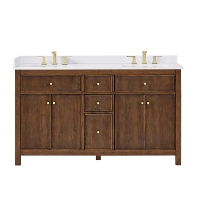 Pendry 60" Freestanding Double Bathroom Vanity with Quartz Top
