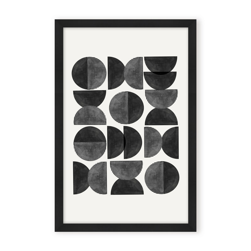 Abstract Mid Century, Geometric by  - Picture Frame Painting on Paper, 36" H x 24" W x 1.125" D, Black, Framed Matted Print