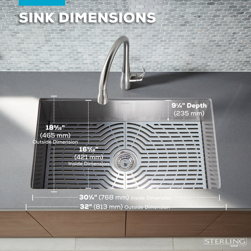 Ludington 32 in. L Stainless Steel Undermount Single Basin Kitchen Sink