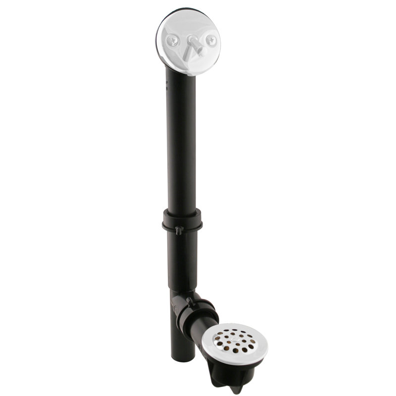 Trip Lever and Grid Cover Bathtub Leg Tub Drain with Overflow, Powder Coat White