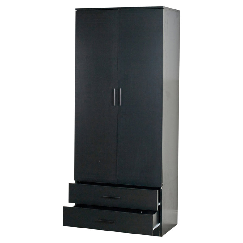 Diahna 2 Door Manufactured Wood Wardrobe, Black