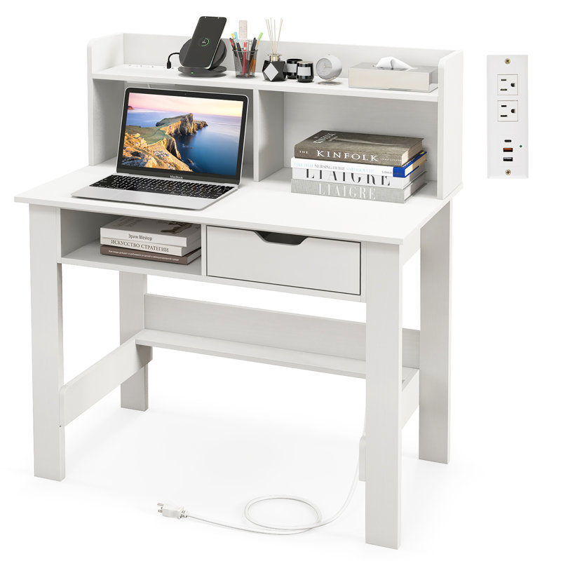 Writing Desk with Built-In Electrical Outlet
