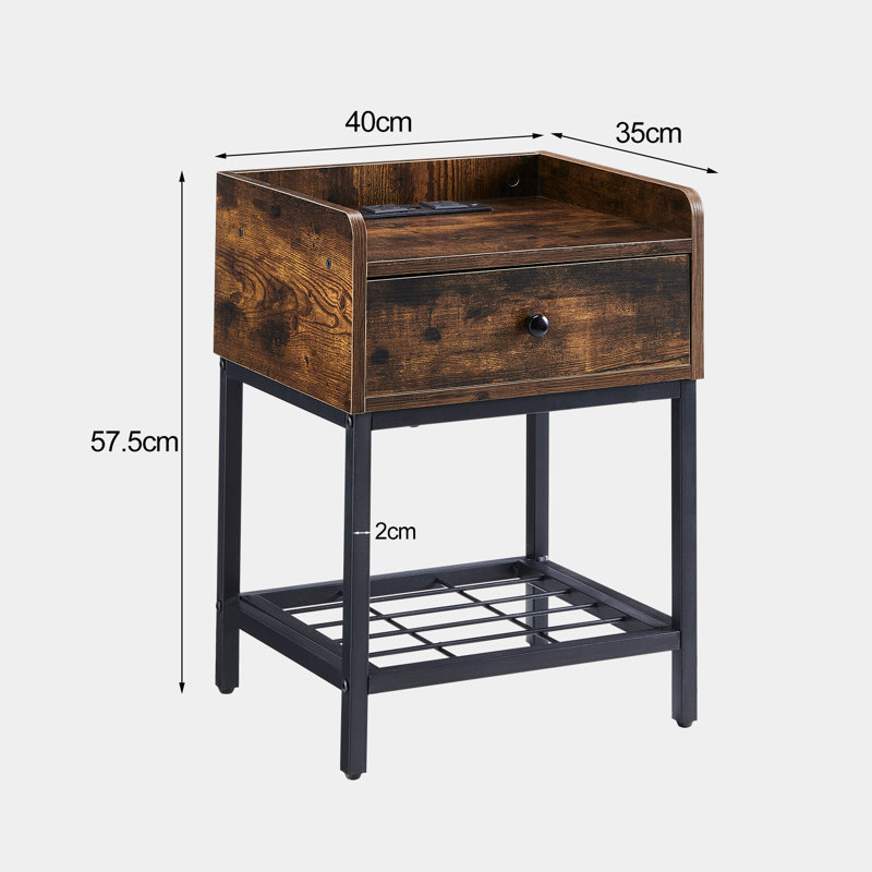 Estey 40cm W Iron Bedside Table