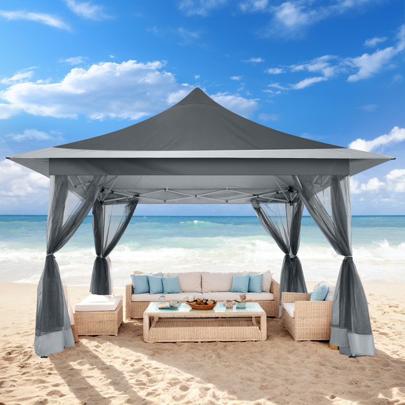 12x12FT Outdoor Waterproof Gazebo, Pop Up Canopy Tent , Brown