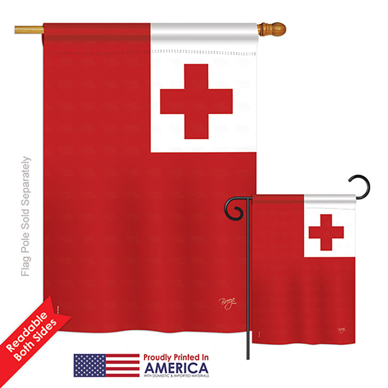 Drapeau de polyester vertical décoratif à 2 côtés tonga of the world
