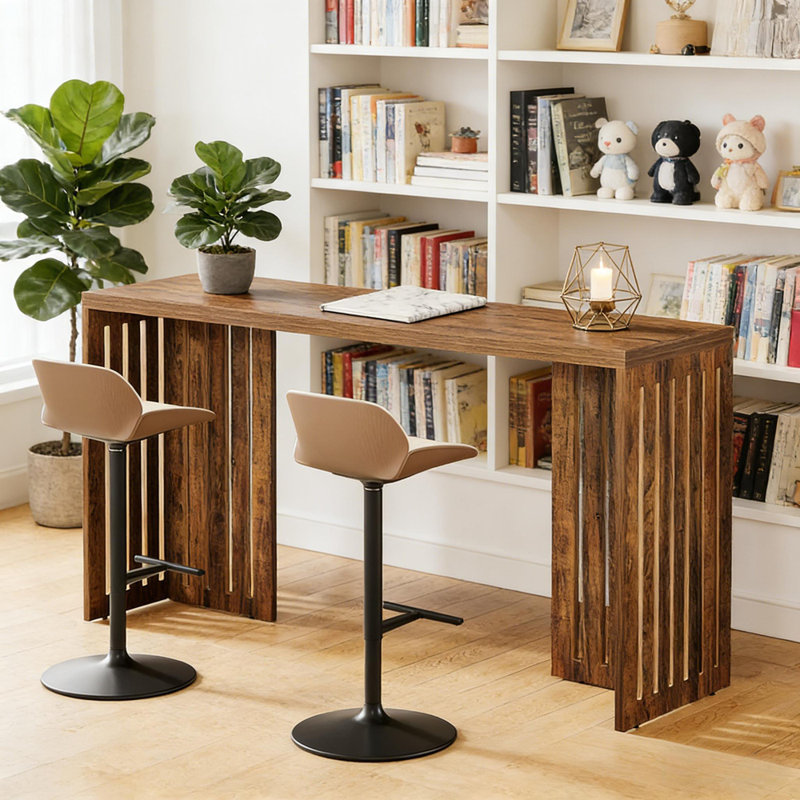 Table de salle à manger rectangulaire rustique en bois massif, parfaite pour les repas en famille et pour recevoir vos invités avec style.