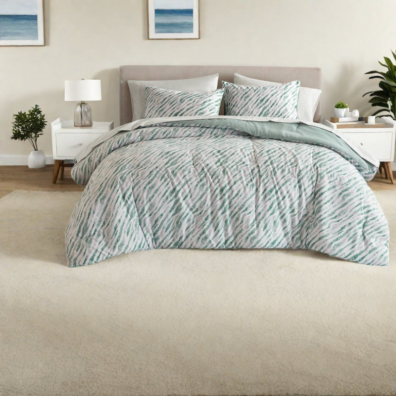 De literie à pièces, édredon en polyester et ensemble de draps, vert moderne