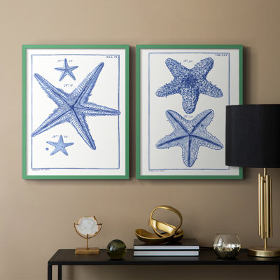 Blue Sea Stars III - reproduction encadrée de qualité supérieure - prête à être accrochée - aucun clou requis - aucun clou requis