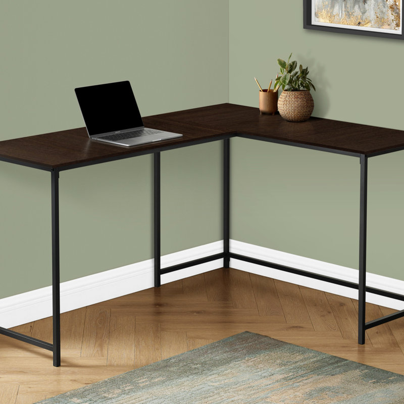 Bureau d'ordinateur, bureau personnel, coin, L 58 po, forme en L, travail, ordinateur portable, stratifié, métal, contemporain, moderne