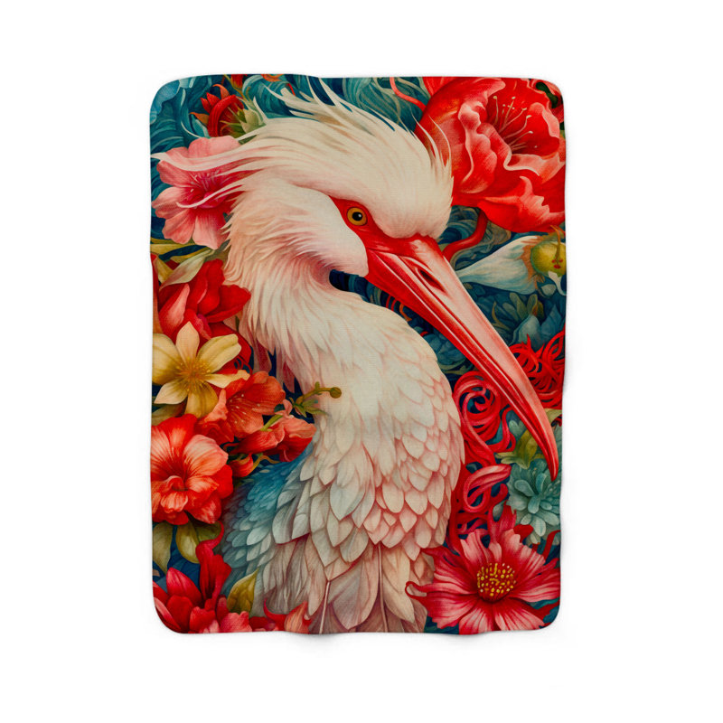 Lush Tropical Birdsong - Couverture sherpa de qualité supérieure 1 pièce, Lit simple