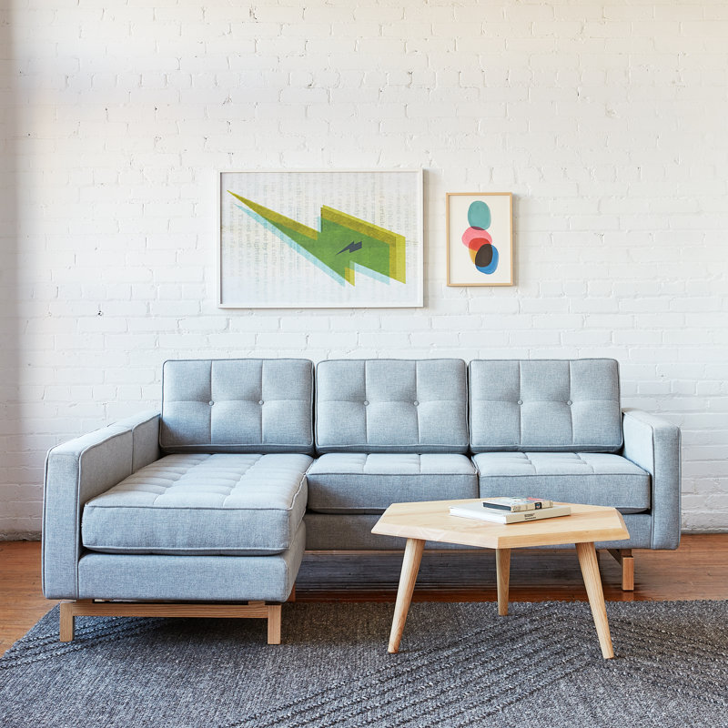 Jane 2 Chaise Sectional, Bayview Silver Performance Twill, Ash Natural