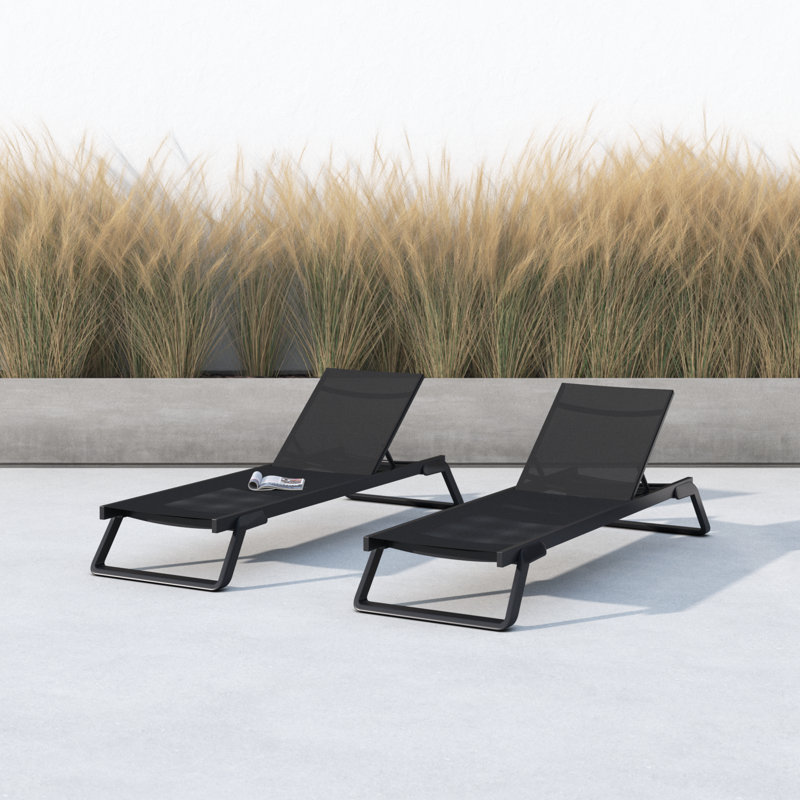 Holli Outdoor Chaise Lounge, Black